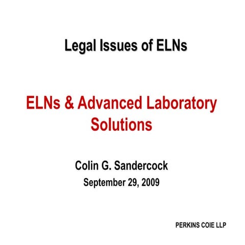 Legal Issues Of ELNs