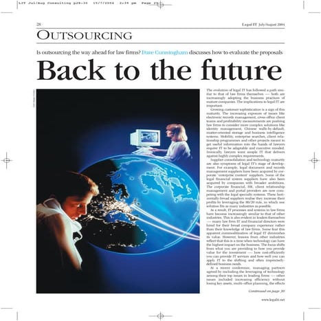 Legal IT Article - Outsourcing - Back to the Future by Dave Cunningham july 04