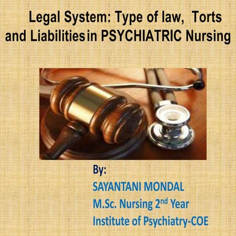 Legal liabilities in psychiatric nursing
