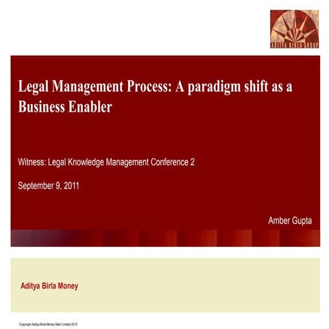 Legal Management Process: A paradignm shift as a business enabler | PDF