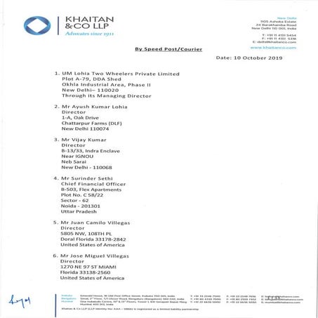 UM Lohia legal notice by FADA