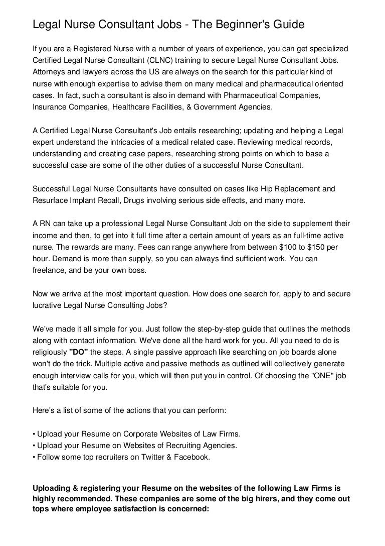 Resume Legal Nurse Consultant Resume legal nurse consultant jobs the beginners guide