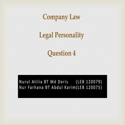 Legal personality in Company Law 