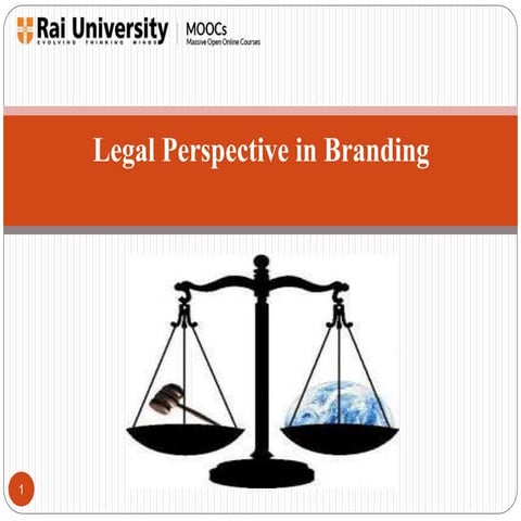 Legal Perspective of Branding - Introduction to Branding