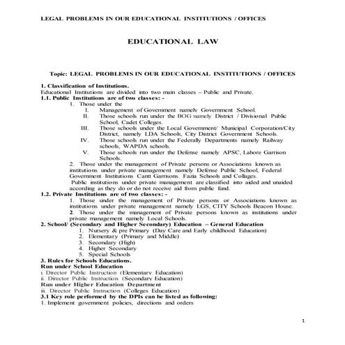 Legal problems in our educational institutions | DOCX