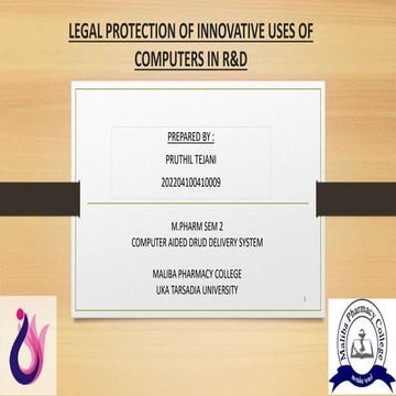 LEGAL PROTECTION OF IN[1] CADD pharmaceutics