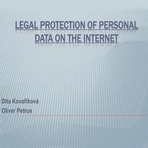 Legal protection of personal data on the internet | PPTX