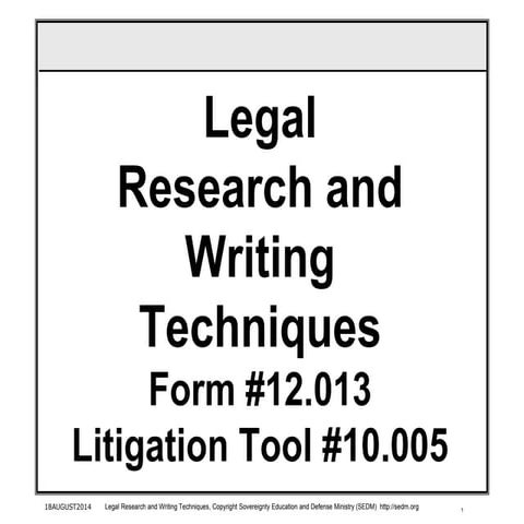 Legal Research and Writing Techniques, Form #12.013
