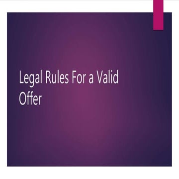 Legal rules for a valid offer