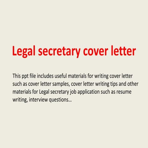 Legal secretary cover letter