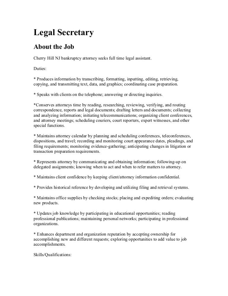 Legal Secretary(Description)