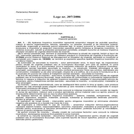 Legea 307 din_2006_privind_apararea_impotriva_incendiilor | PDF