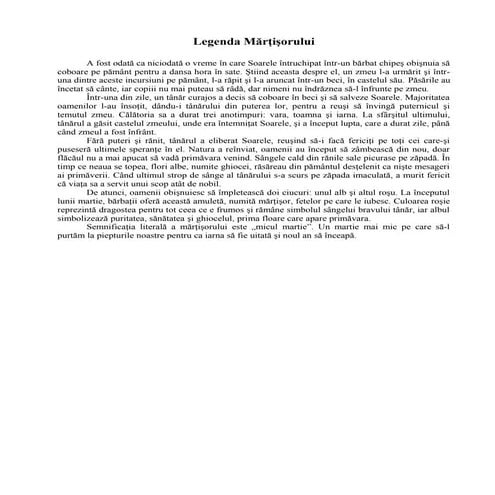 Legenda martisorului