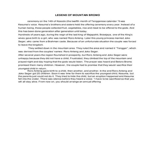 Legend of mountain bromo