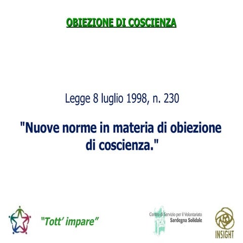Legge 230 1998