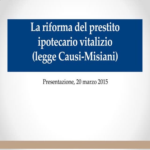 Legge causi misiani - presentazione