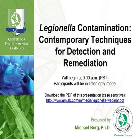Legionella Contamination: Contemporary Techniques for Detection and Remediation