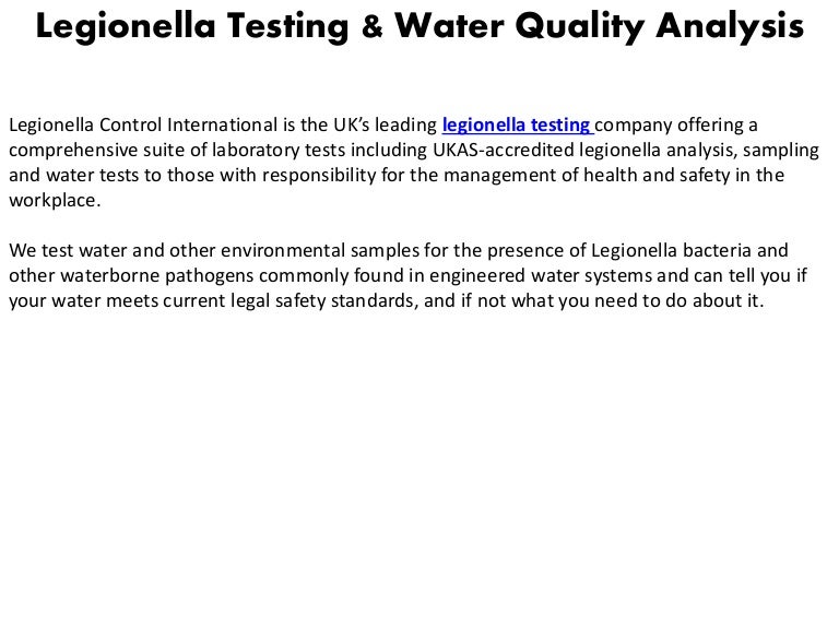 Legionella Testing & Water Quality Analysis
