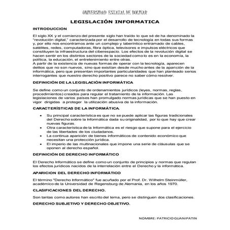 Legislación informatica | DOCX
