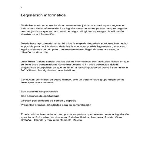 Legislación Informática  