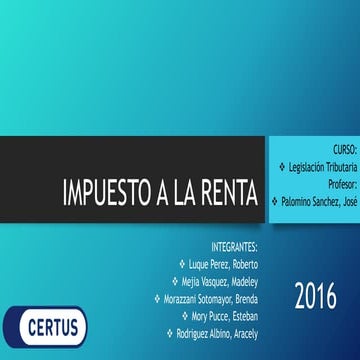 Aspectos del impuesto a la renta de las personas naturales | PPTX