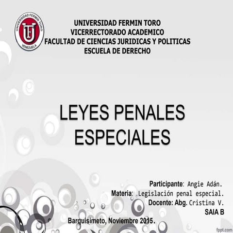 Legislacion  Penal Especial. Asignacion Nº 1