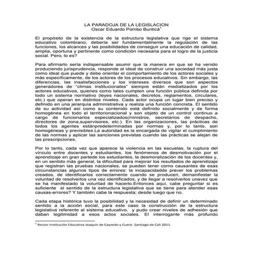 Legislacion y educacion