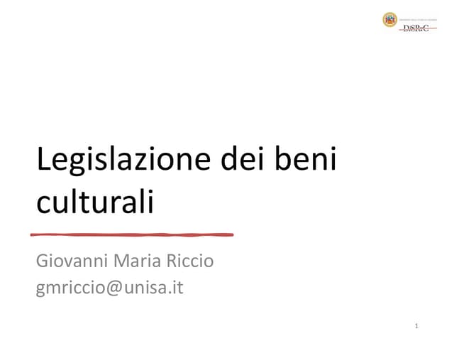 Corso di Legislazione dei beni culturali