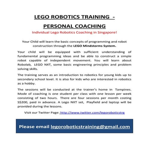 LEGO ROBOTICS LESSONS IN SINGAPORE