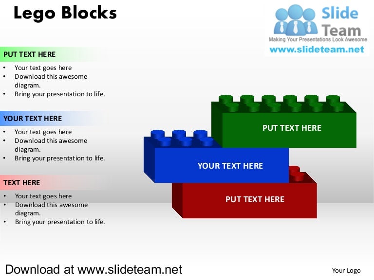 lego blocks and pieces stacked on top of one another powerpoint diag