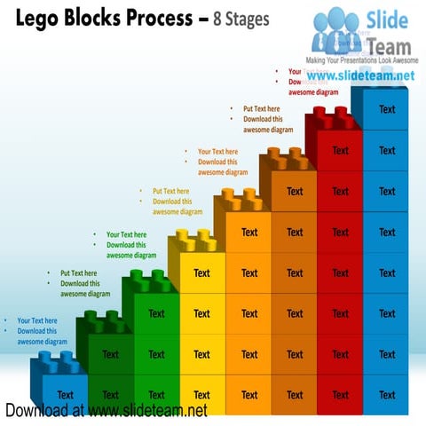 Lego blocks and pieces stacked on top of one another process 10 stages ...
