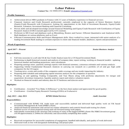 Lehar Pahwa Resume