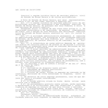 Lei 10254de 20/07/1990 