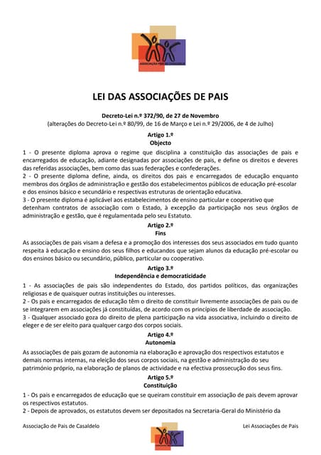 Lei associação de pais | PDF
