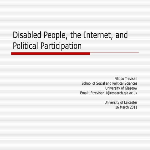 Online Disability Activism - University of Leicester, Mar 2011