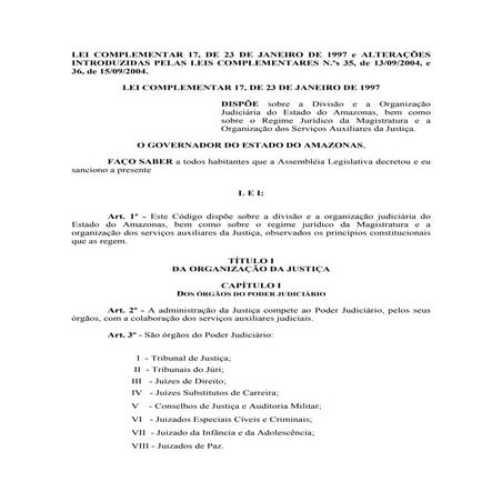 Lei complementar 17, de 23 de janeiro de 1997 e alterações
