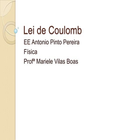 Lei de Coulomb - 3º Ano EM
