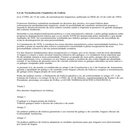 Lei Normalizacion Linguistica