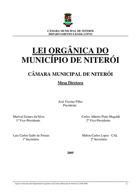 Lei organica  niteroi atualizada em 2005