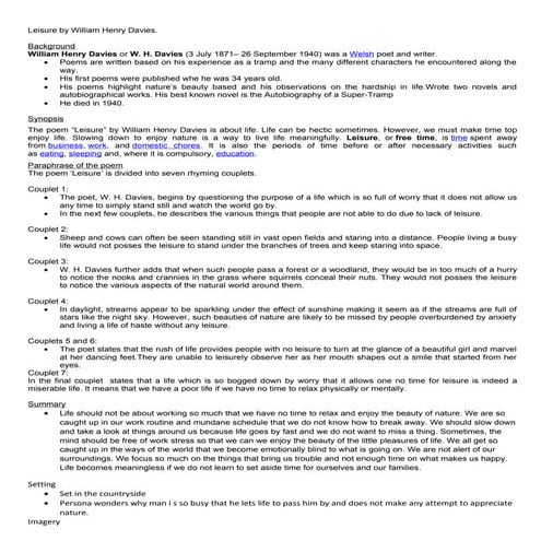 Leisure by william henry davies