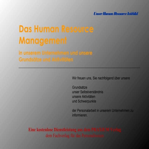 Leitbild für das Human Resource Managementnt