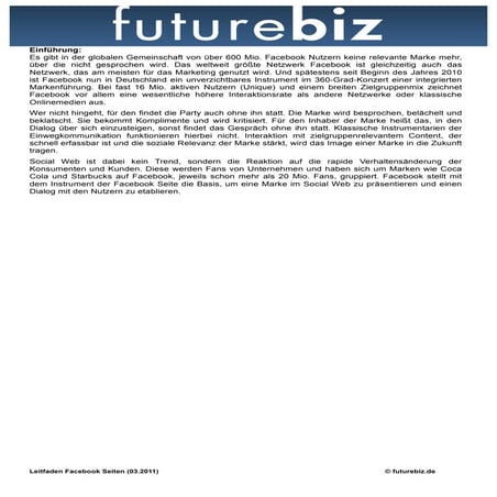 Leitfaden Facebook Marketing: Fanseiten 2011