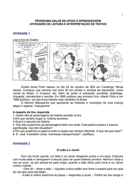 Leitura e interpretação de texto