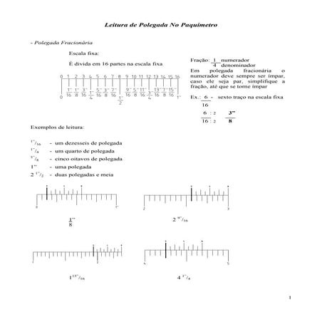 Leitura de Polegada no Paquímetro | PDF