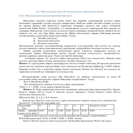Lekts6. magadlaliin onol tarhaltiin tsuvaa