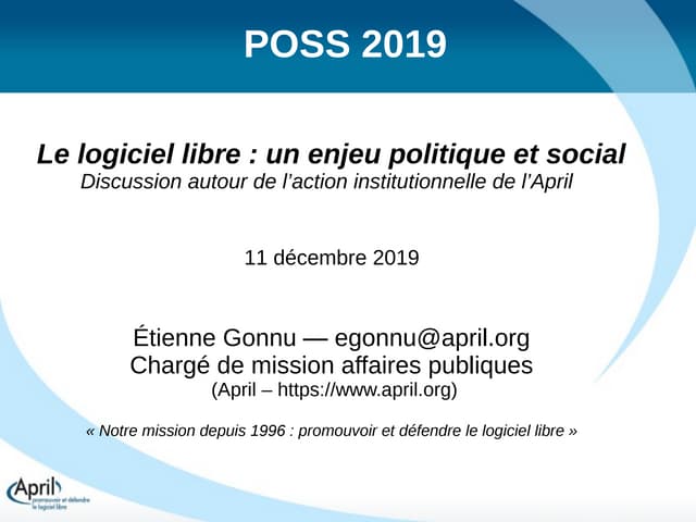 #OSSPARIS19 - Le logiciel libre : un enjeu politique et social - Etienne Gonn...
