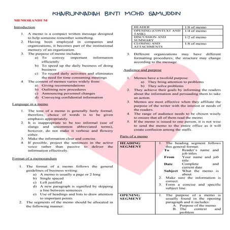 Lem 311 notes: Memorandum and Business Letters