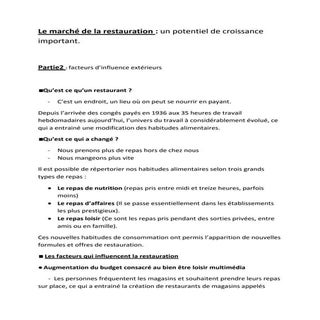 Le marché de la restauration