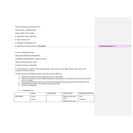 Lema – tpd – lesson plans kinder