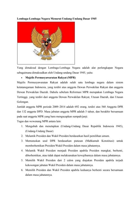 Lembaga Lembaga Menurut Uud 1945